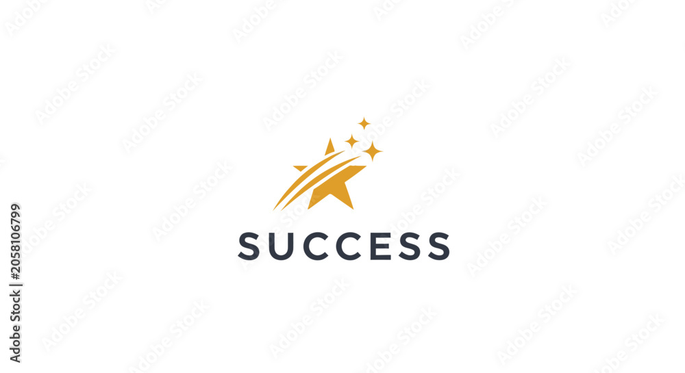 Fototapeta premium Success concept abstract star logo design with upward motion and golden gradient