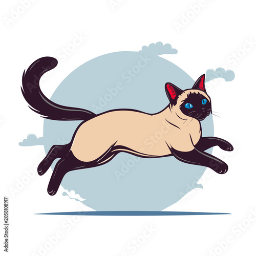 Siamese cat illustration in dynamic pose
