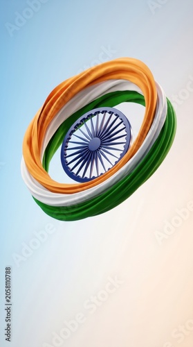 Indian flag colors forming a circle with Ashok Chakra for Independence Day celebration