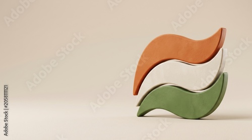 India Independence Day abstract symbol in saffron, white, and green colors with copy space