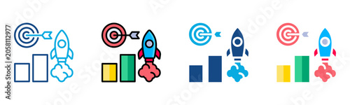 Foto Go To Market Strategy Icon Multiple Style Collection