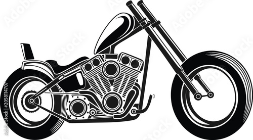 Fotografía Vector motorcycle illustration, black and white, chopper bike design, motorcycle