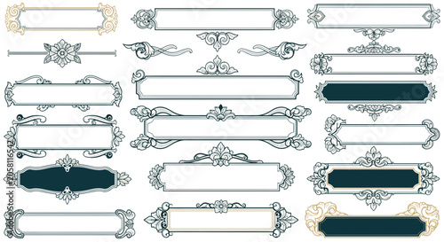 Ornate Decorative Borders and Frames Collection - Vintage Floral Swirl Design Elements