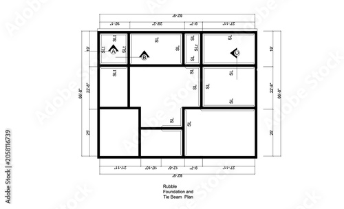 Tableau sur toile Rabble Fondation And Tie Beam Plan