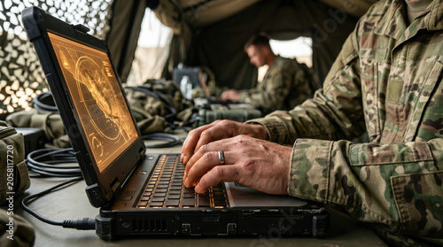 Soldiers Working Tactical Command Post Under Tent