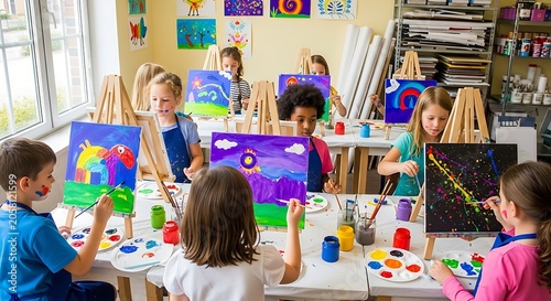 Children learning and playing with educational toys in classroom.