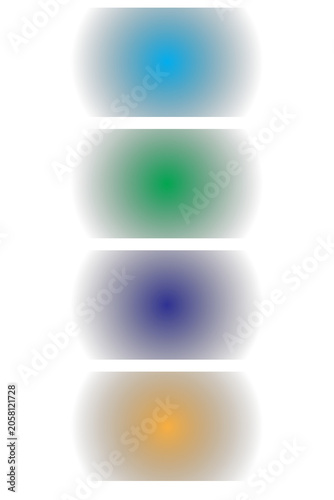 Colorful gradient buttons, rounded squares, blue, green, purple, orange, abstract shapes