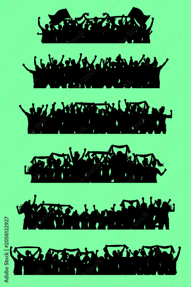 Fototapeta premium a set of soccer supporter silhouettes