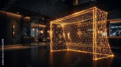 Futuristic Sports Goal Design with Glowing Network Structure