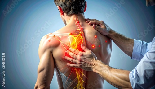 Man experiencing back pain relief treatment.