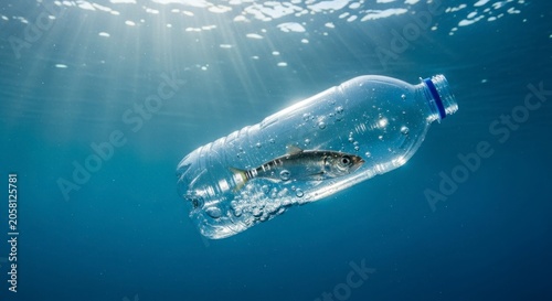 Poissons pris au piège dans des bouteilles en plastique flottant dans l'océan : un problème environnemental