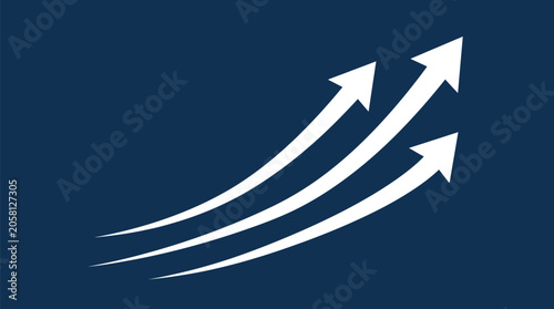 Arrows curved in an upward trajectory represent accelerating growth and momentum.