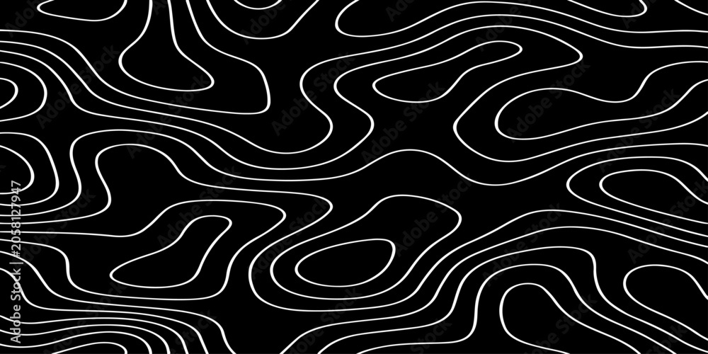 Fototapeta premium abstract white topographic contour lines vector illustration design technology seamless smooth dynamic motion pattern on black background
