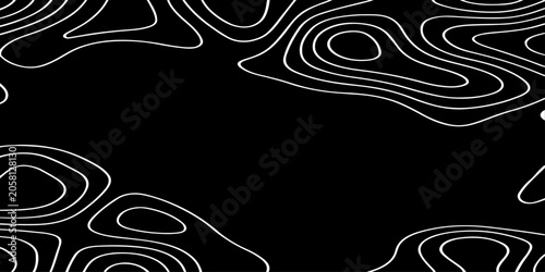 abstract white topographic contour lines vector illustration design technology seamless smooth dynamic motion pattern on black background