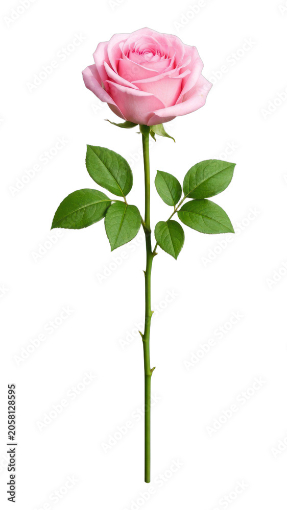 Obraz premium PNG Elegant pink rose with leaves
