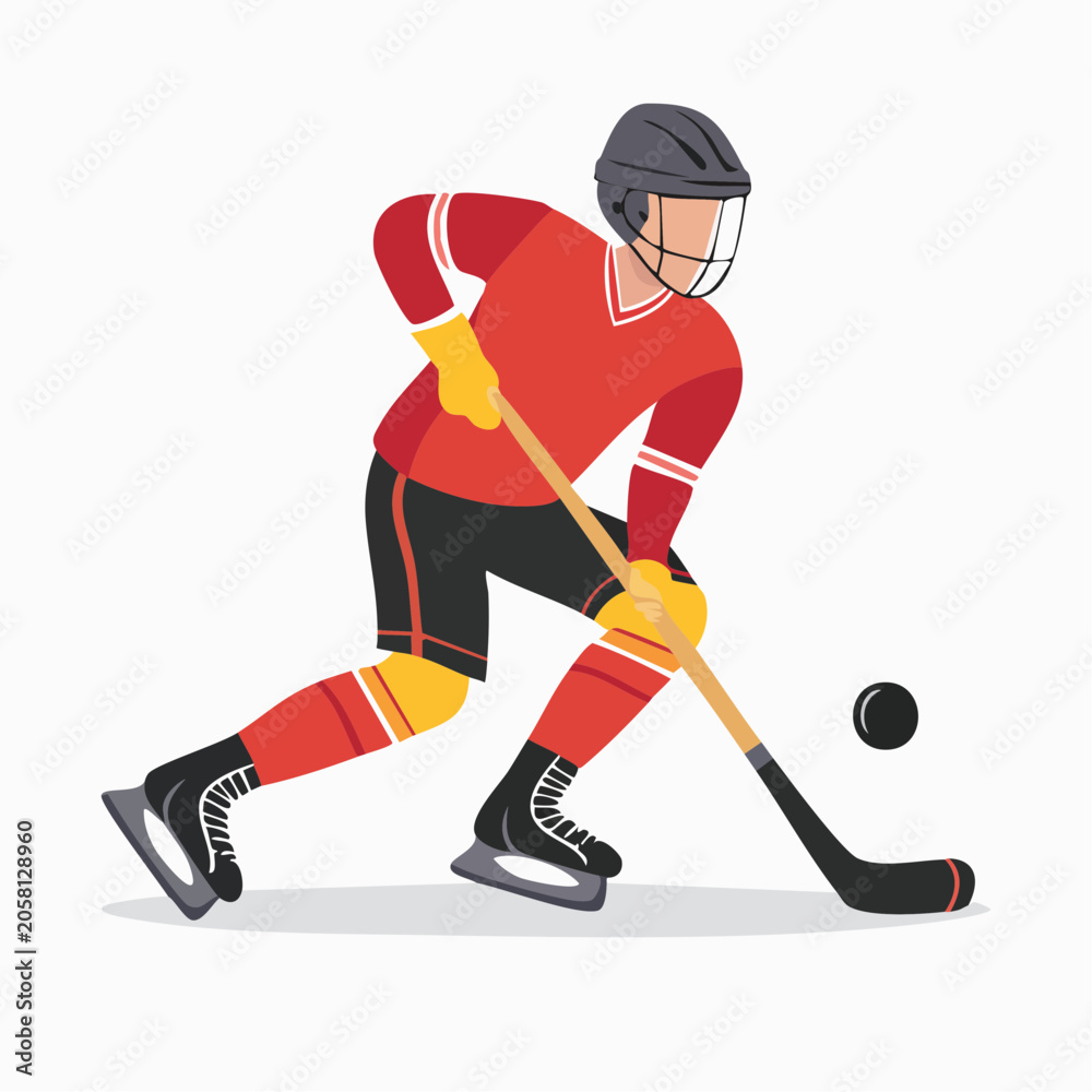 Obraz premium Ice Hockey Player Action Illustration