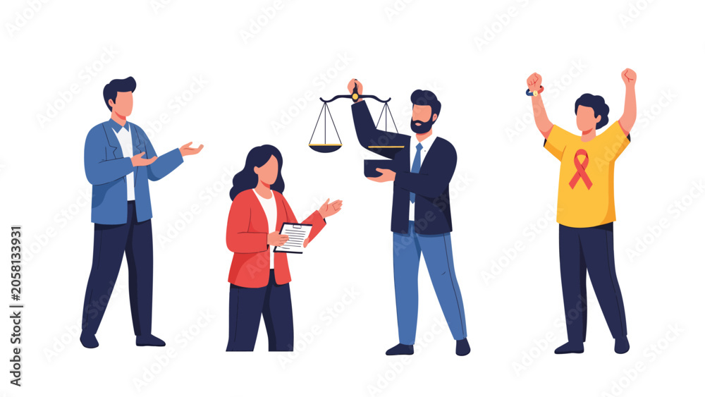 Obraz premium People representing different aspects of justice, advocacy, and social issues.