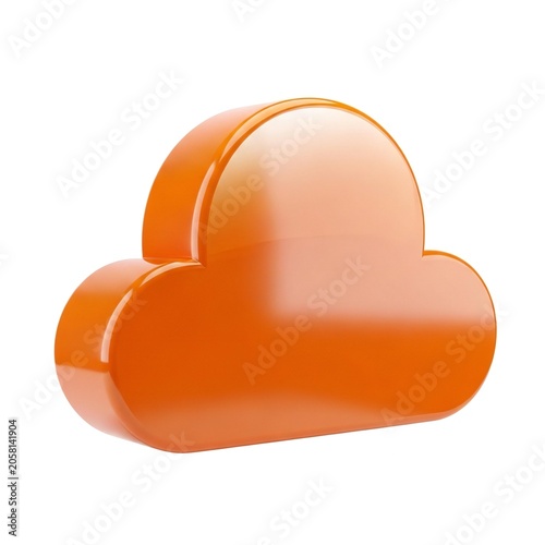 Isolated orange cloud icon with smooth 3D style isolated on white background