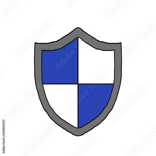 Blue and white checkered shield vector illustration isolated on white background. Simple coat of arms icon for security, protection, and heraldry design.