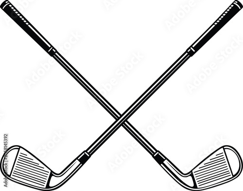 Konstfotografi Crossed Golf Clubs Vector Icon Isolated Sports Equipment Illustration
