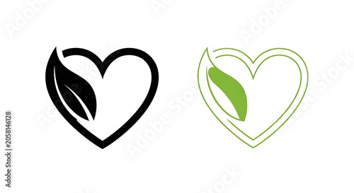 Eco friendly green heart icon with leaf symbol illustration environment sustainability protection wellness illustration