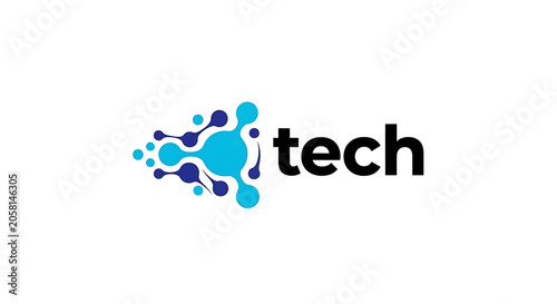 Modern tech network logo design with connected blue dots technology connection abstract business innovation communication branding information template software