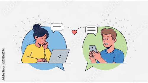 People chatting on devices online.