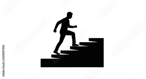 Man Climbing Stairs Silhouette.