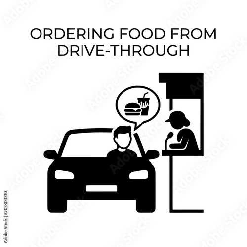 Drivethrough Ordering Car and Customer Interaction for Food.
