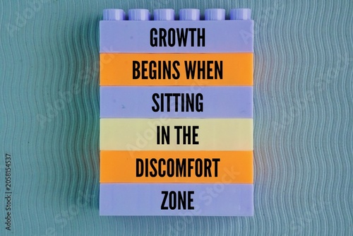 Inspirational and motivational words or quotes for success Growth begins when sitting in the discomfort zone. personal, professional, or physical development only occurs when you push beyond familiar