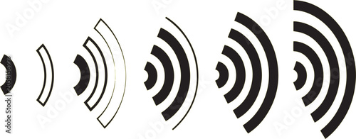 Fotografie Concentric arcs with increasing thickness black vector illustration on white