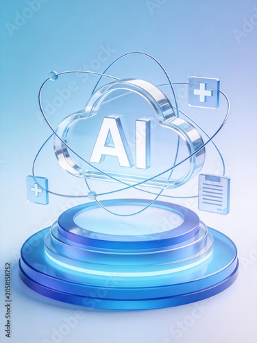 3D Blue Technology Style AI Artificial Intelligence Illustration
