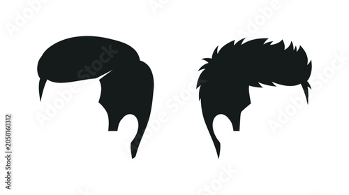 Obraz na plátne Hair silhouettes on white background two distinct male hairstyles