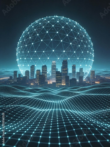 Future cities and virtual cyberspace, abstract technological concept background

