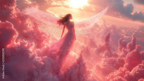 幻想的な天国のような世界の妖精の女神