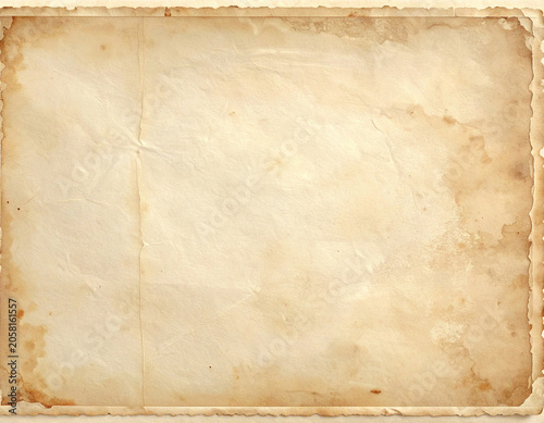アンティークな風合いのヴィンテージペーパー背景テクスチャ/Antique parchment paper background texture with grunge borders