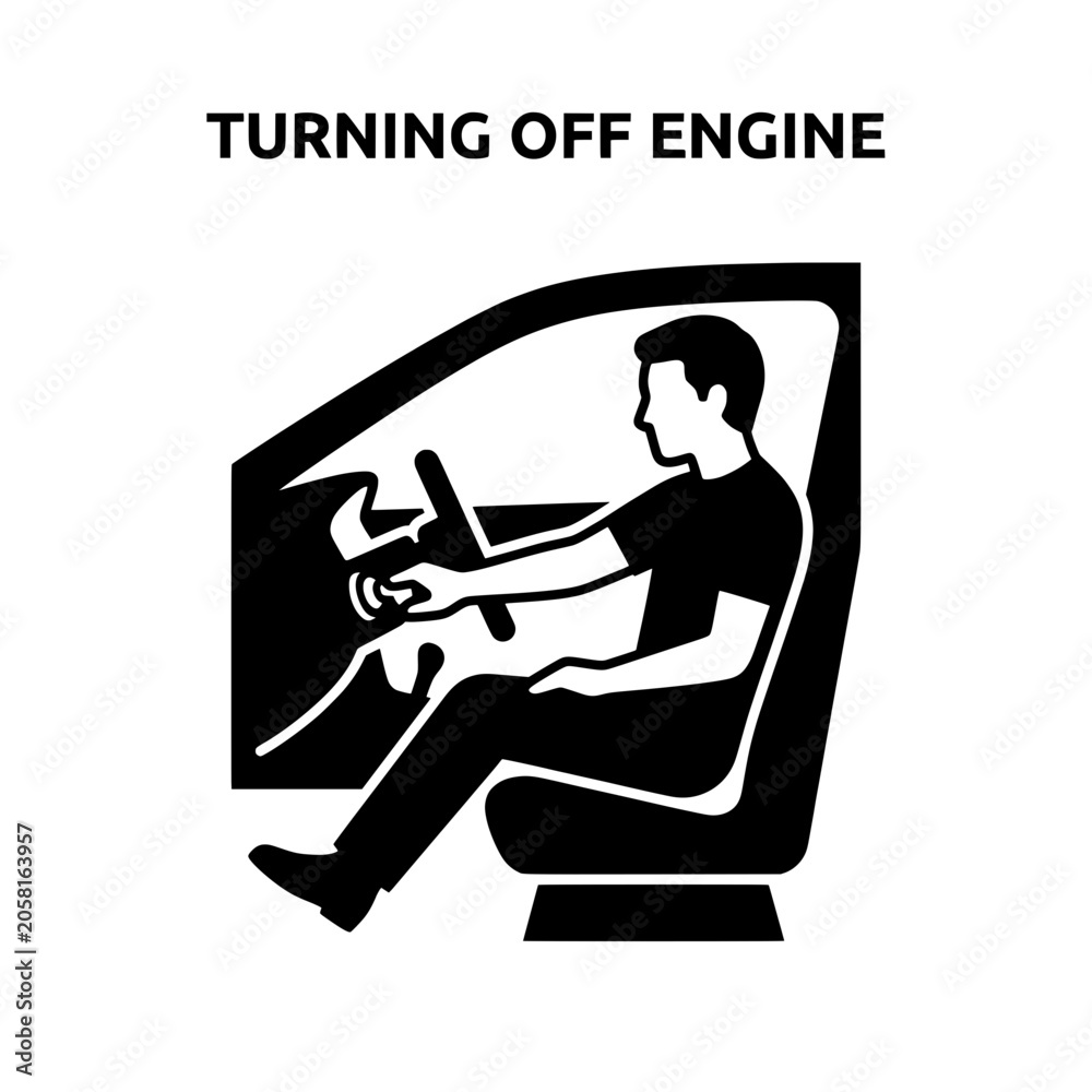 Naklejka premium Person Sitting in Car with Engine Off Illustration.