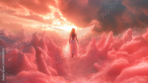 幻想的な天国のような世界の妖精の女神