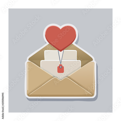 Flat design envelope with heart and tag illustration