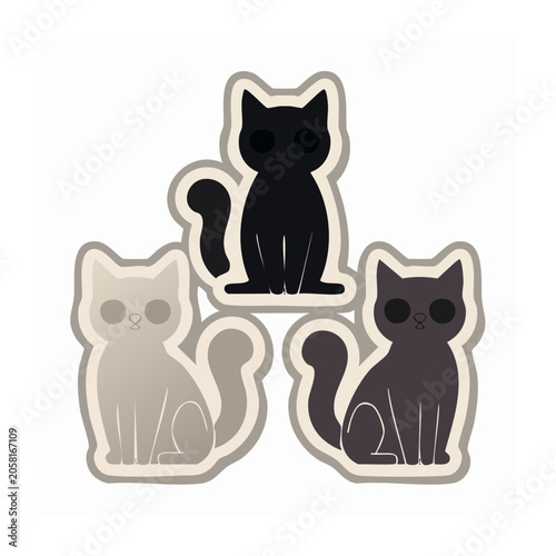 Three cartoon cats in flat design style
