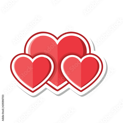 Three Red Hearts Icon on Transparent Background
