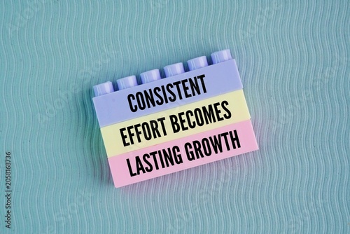 Obraz na plátně Words or quotes of inspiration and motivation to succeed Consistent effort becomes lasting growth