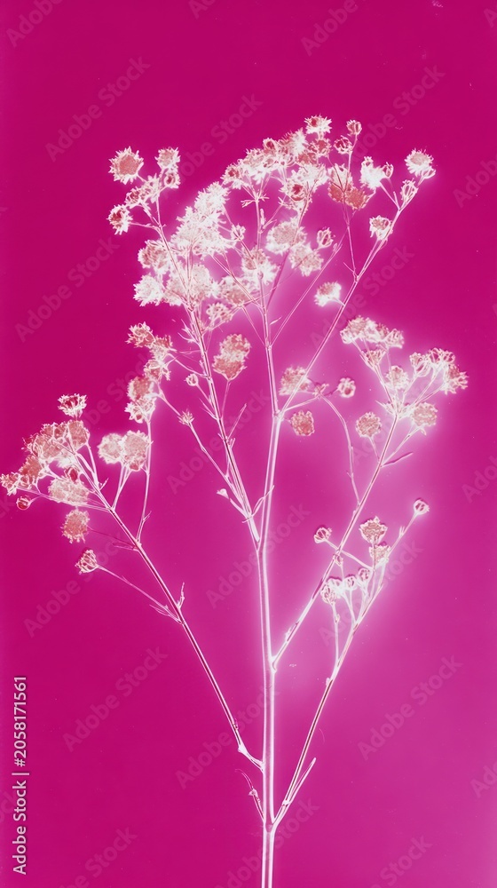 Fototapeta premium Delicate white flowers on pink.