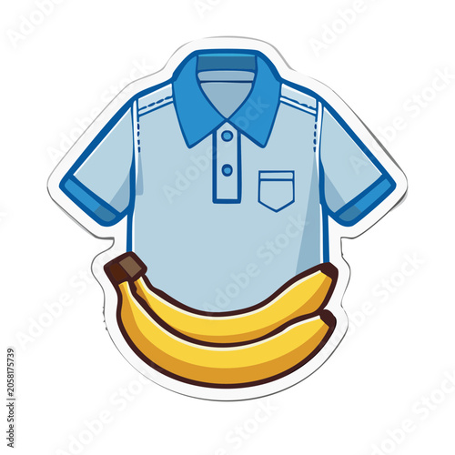 Flat design polo shirt with banana illustration