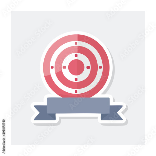 Flat design target icon with blue ribbon banner