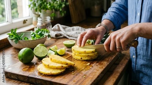 Fresh Pineapple and Lime Preparation