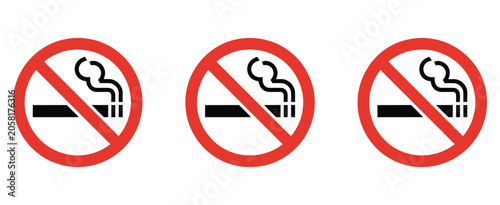 Cuadro en lienzo Smoking prohibition sign symbol, cigarette vector illustration for public safety, health warning, regulatory signage design