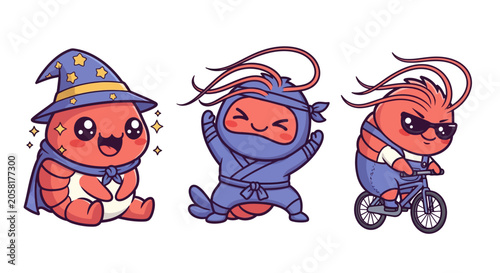 Colorful cartoon caterpillars in fun costumes and poses.