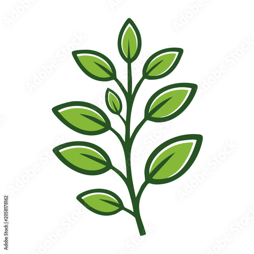 Green flat design plant vector illustration