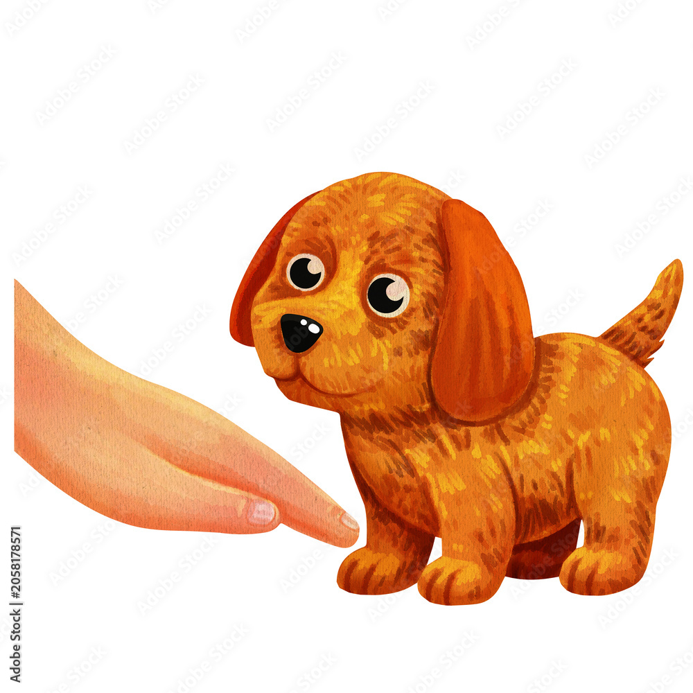 Obraz premium hand with a puppy